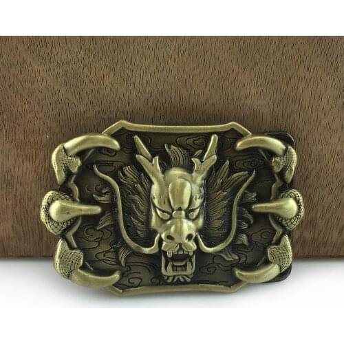 BuckleClub retro dragon belt buckle western jeans gift belt buckle FP-03717-1 antique brass finish for men drop shipping