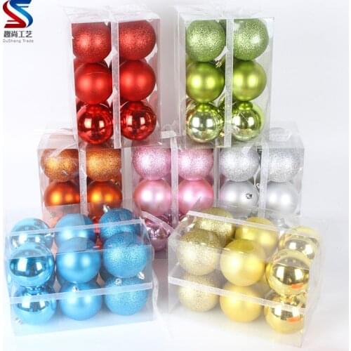 Christmas decorations ceiling ball 8cm red pink frosted light plastic hanging ball gift box 6cm hanging ball