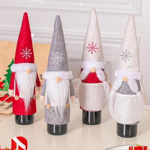 Anti-pilling Fabric Christmas Wine Bottle Decoration Cover for Family