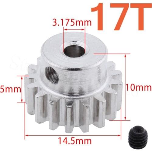 Steel Metal Motor Pinion Gear 17T 0.8 Module For 1:10 Himoto E10MT E10MTL Bowie Off Road Monster Truck Spare Parts