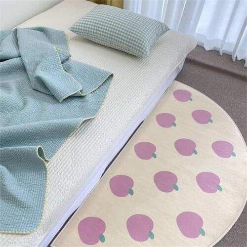 Nordic Semicircle Apple Flannel Floor Mat Rugs Baby Kids Room Nursery Decor Carpet Entrance Mats Bedroom Home Bedside Decoration