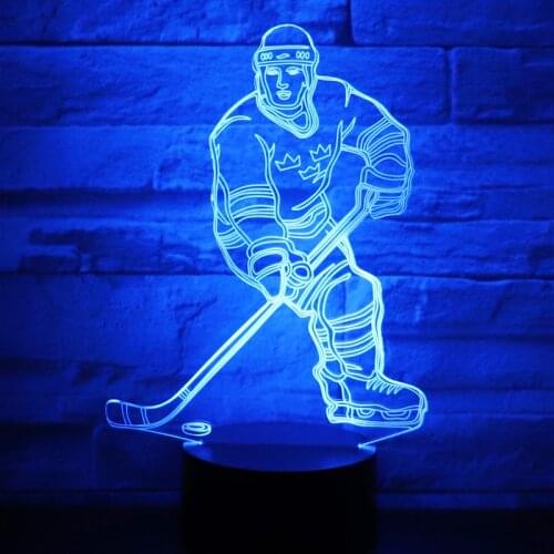 3D LED Night Light Play Ice Hockey Come with 7 Colors Light for Home Decoration Lamp Amazing Visualization Optical Illusion