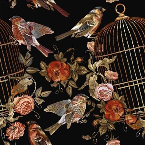 Spandex swimsuit fabric custom lizard embroidery custom printing cute bird pattern cloth DIY handmade patchwork