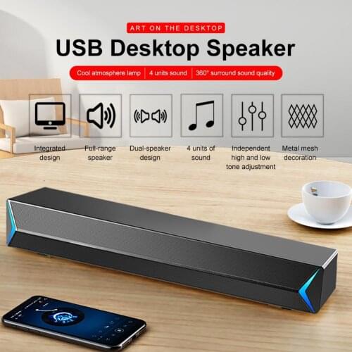 USB Bar Speaker Portable Durable Desktop Subwoofer Computer Audio Sound Bar Universal For Computer Smart Phone
