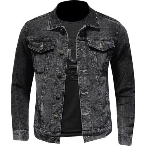 Spring Retro Corduroy Jacket Men Denim Jeans Coat Turndown Collar Long Sleeve Slim Clothes Motorcycle Bomber Cowboy Male Brand