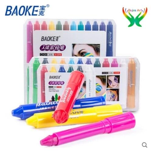 Rotary body color drawing pen 6/12/24 color face water soluble washable pigment makeup color pen color drawing stick