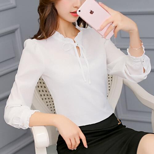 Women Blouse Spring Chiffon Long Sleeve White Casual Shirt Womens Top Blusas Ropa De Mujer