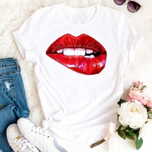 Women Clothes Sexy Lip Funny Cute 2021 90s Ladies Summer Print Fashion Tshirt Female Short Sleeve Tee Top Graphic T-shirt