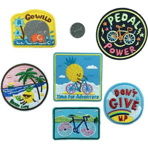 1PCS Fruits pineapple Beach vacation bicycle Patches elephant alien rainbow childrens embroidery T-shirt Clothing accessories
