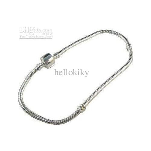 100PCS Bright Silver Plated Color Copper Chain Charm Bracelets European Style 16cm to 23cm