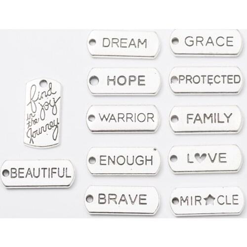 12pcs Nameplate Vintage zinc alloy metal pendant charms for diy jewelry making 826-838