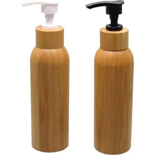 120ML 10pc/lot Bamboo Empty Cosmetic Cream Container, DIY Lotion Pump Bottle, Bamboo Plastic Body Cream Refillable Bottle