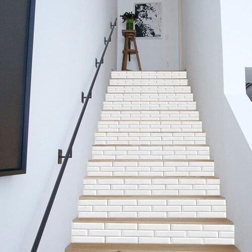 13pcs/set 6pac/set White Simulation Tiles Staircase Sticker For To The Second Floor Decorative Art Mural Peel & Stick Wallpaper