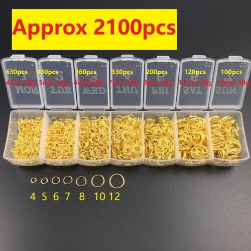 2100pcs/box Mixed Size 4mm-12mm Iron Jump Rings Connectors for DIY Metal Jewelry Material Findings