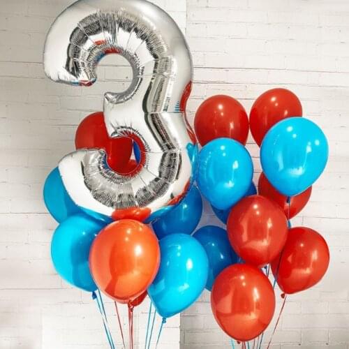 23pcs 32inch Number Balloon Orange Blue Numbers Latex Balloons for Kids Adults Boy Girl Birthday Party Decorations
