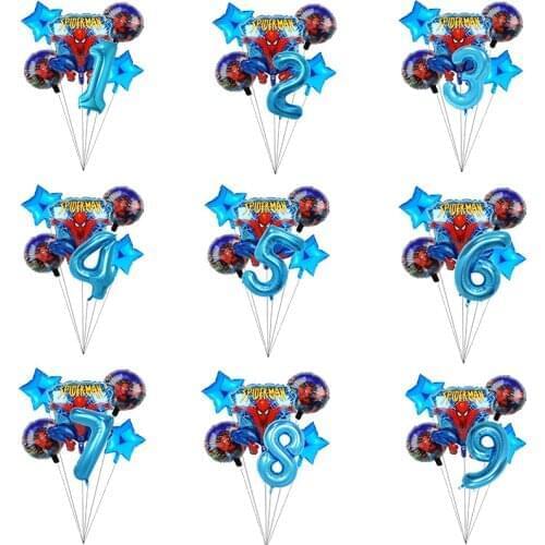 6pcs MARVEL Spiderman Party Balloons 40" Number Party Inflatable Ball Baby Shower Birthday Party Decoration Kids Toys Air Globos