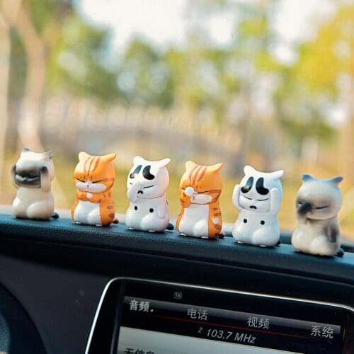 Cute Cat Car Decoration Car Interior Console Decoration Kitty Doll Car Interior Decoration Accessories Auto 9PCS