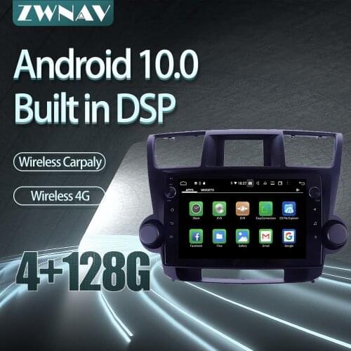FOR TOYOTA Highlander 2009-2013 Car radio player Android 10 PX6 64GB GPS Navigation Multimedia Player Radio
