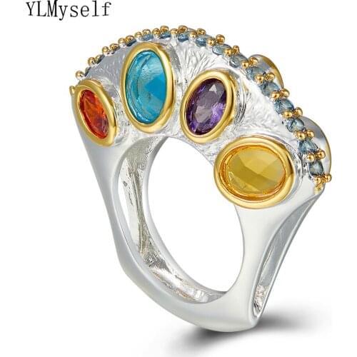 Big Oval Multi Zirconia Ring Beautiful Brass Jewellery Great Luxury Finger Rings Female New Jewelry