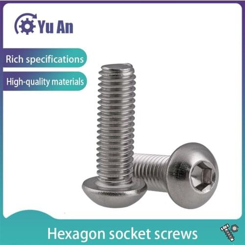 304 Stainless Steel Round Head/inner Hexagonal Screw/semi-round Cup Screw Mushroom Head Bolt M2 M2.5 M2 M4 10PCS