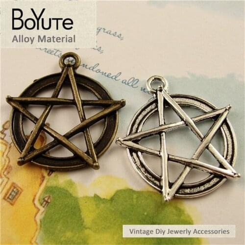 BoYuTe (40 Pieces/Lot) 31*28MM 2 Colors Zinc Alloy Pentagram Star Charm Pendant Jewelry Making Pendant Diy Handmade Craft
