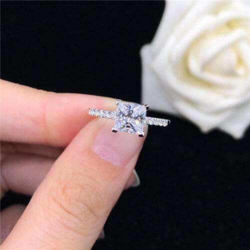 Solid Platinum PT950 1CT Princess Cut Moissanite Diamond Ring Birthday Gift Beautiful Box Test Natural Certificate