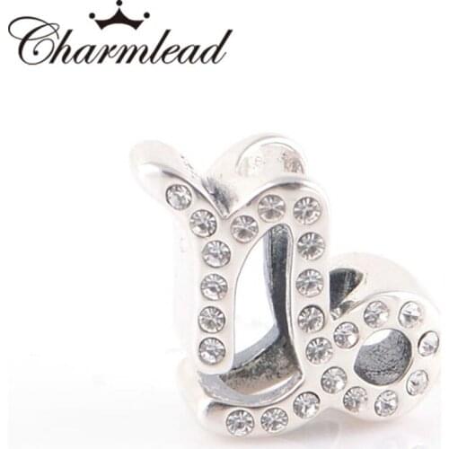 Charmlead 925 Sterling Silver Beads Floating Capricornus Zodiac Charm with CZ Fits Original Charms bracelets DIY Jewelry