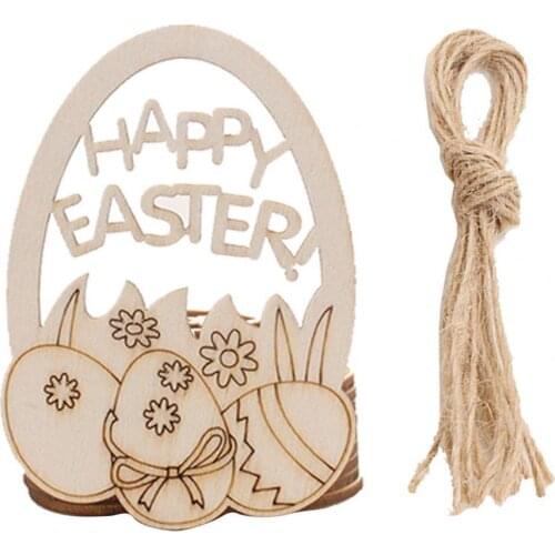 Wooden Pendant Egg Shape Easter Decoration Good Craftmanship Handmade stylish DIY Crafts Eggs Hanging Ornaments Party Supplies