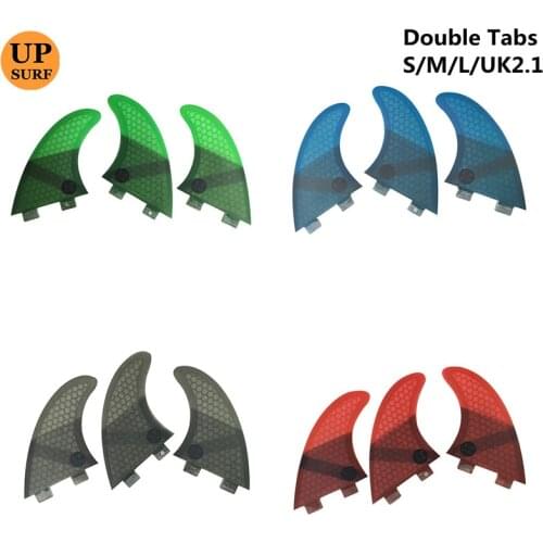 Surfboard Double Tabs fins S/M/L/UK2.1 quillas DoubleTabs honeycomb fiberglass 3 pieces per set Double Tabs fins Free Shipping