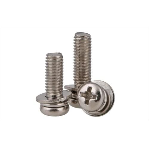 GB9074.8 304 stainless steel round head Three combination screw M2 M2.5 M3 M4 M5 M6 M8 M10 screws bolt