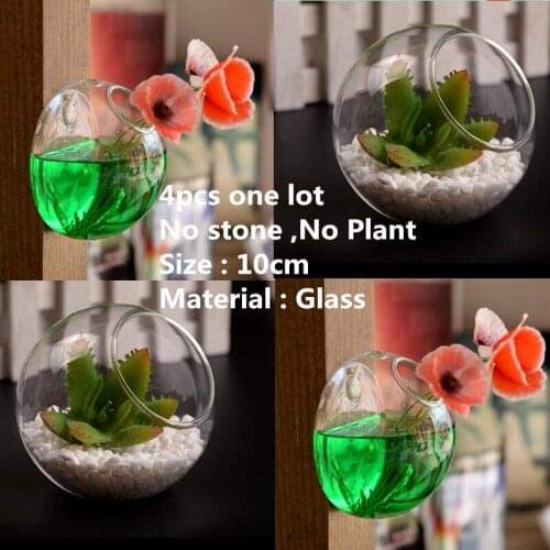4pcs Crystal Glass Vase Wall Modern Half Round Decorative Table Vase Hanging for Wedding Home Decor Clear