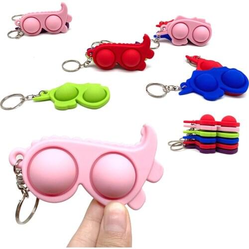 Simple Fidget Toy Pop Bubble Squeeze Sensory Toy Unicorn/Dinosaur Shape Keychain For Kids Adults Antistress Portable Fun