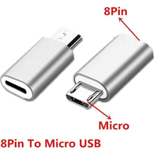 For 8Pin Lightning Female To Micro USB/Type C Male SYNC Charge Converter Adapter for IPhone Cable Xiaomi Huawei Android Phone