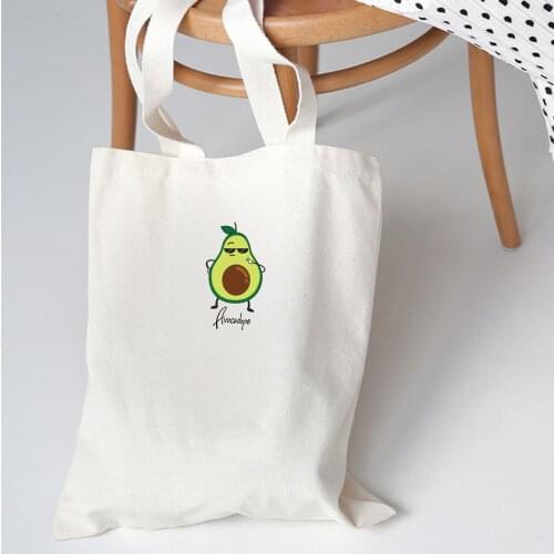 Kawaii Sunglasses Avocado Cool Fashion Shopping Bag Canvas Fabric Reusable Grocery Tote Big Foldable Bags Eco Shopper Cute