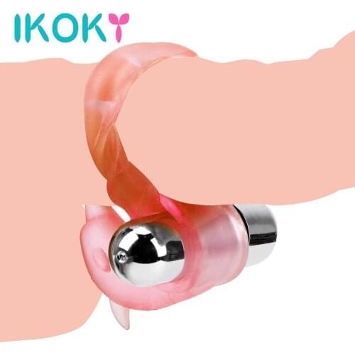 IKOKY Cute Dolphin Penis Rings Sex Toys for Couple Vibrator Penis Ring Cock Cage Silicone Delay Ejaculation Clitoris Stimulator