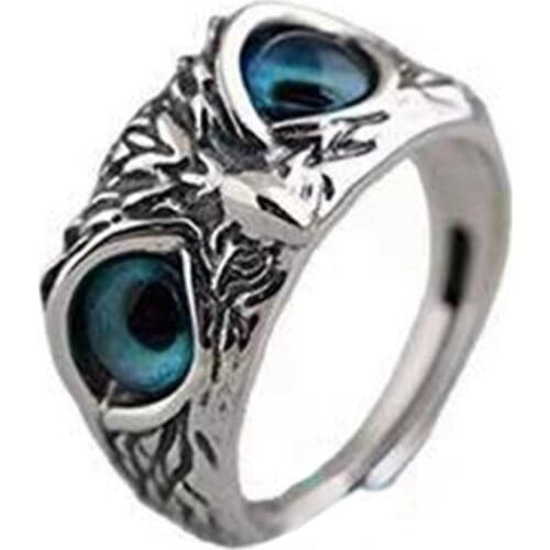 Demon Eye Owl Ring Retro Animal Open Adjustable Ring Statement Ring Jewelry Gift for Women Girl Lovers