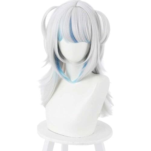 Hololive English VTuber Gawr Gura Cosplay Wig Heat Resistant Synthetic Hair Carnival Halloween Party Props