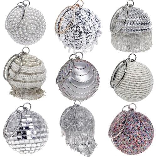 Circular Women Evening Bags Tassel Diamonds Metal Day Clutches Shoulder Party Wedding Chain Lady Handbags For 2020 New