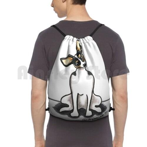 Rat Terrier Sit Pretty Backpack Drawstring Bags Gym Bag Waterproof Rat Terrier Rat Terrier Rat Terrier Lover Dogs