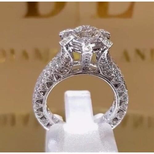 Milangirl Luxury Oval Finger Ring Band Dazzling Brilliant Stone Four Prong Setting Classic Wedding Jewelry Anniversary Gift