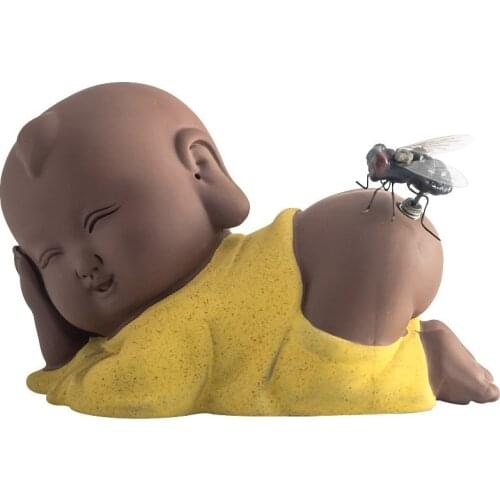 Cute ceramic doll statue Creative Zisha Tea Pets Home Decorations Chinese Kung Fu tea set decoration ornaments Quality gift