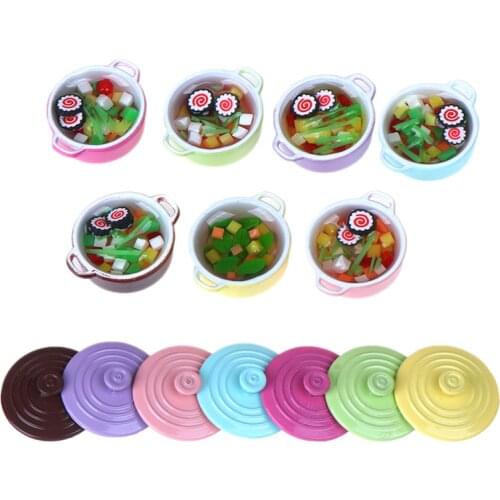 1Pcs 1/12 Dollhouse Miniature Accessories Mini Soup Pot with Food Simulation Kitchenware Model Toys for Doll House Decor