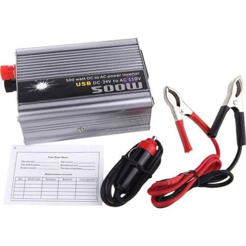 Modified sine wave 500w converter voltage transformer Car inverter DC 24V to AC 110V power supply switch USB charger