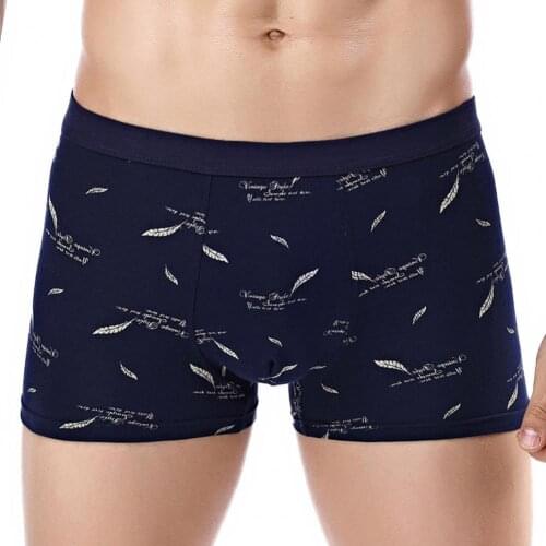 Men Underwear Floral Print Skin-friendly Cotton Blend U Convex Boxer Briefs for Men Boxers Mens Underwears Underwear