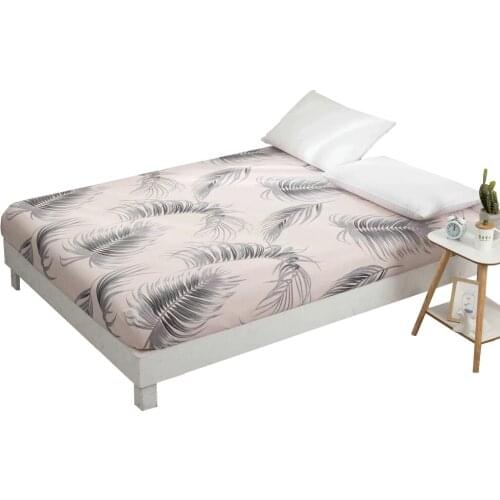 Tropical plants fitted sheet mattress cover with elastic rubber band bed sheet twin full queen king size