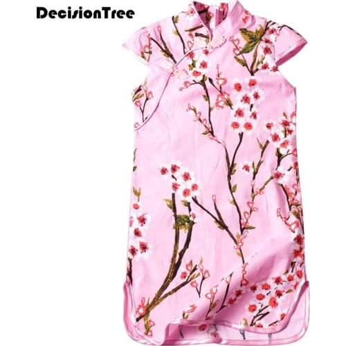 2021 new children princess trailing cheongsam baby chinese year clothes chinese traditional dress qipao wedding dress