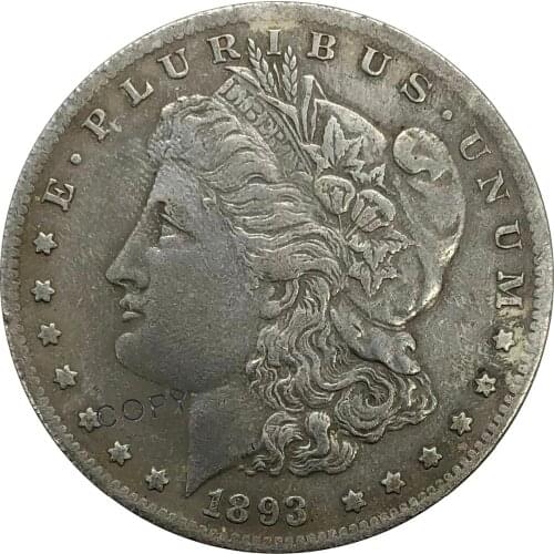 O 1893 United States Morgan 1 One Dollar Cupronickel Plated Silver Collectibles Copy Coin