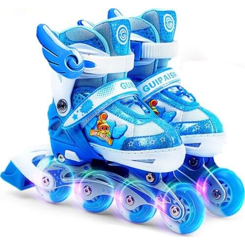 Bstfamly Children Flashing Roller Skate Shoes Inline Daily Street Brush Skating Patines En Linea Adjustable PU Wheels Shoes IA86
