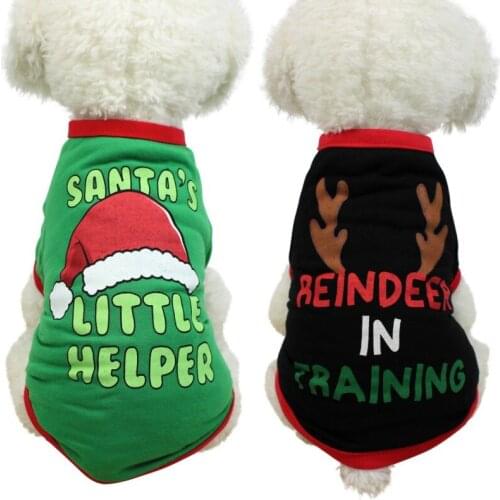 Dogs Clothes Comfortable Cotton T-shirt for Small Medium Dogs Christmas Vest Chihuahua Pet Outfits