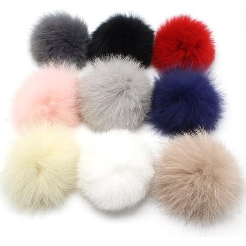 12-15cm Real Fox Fur Pompoms Mink Fur Pom Poms For Hats Cap Natural Raccoon Fur Pompon For Scarf Gloves Keychain